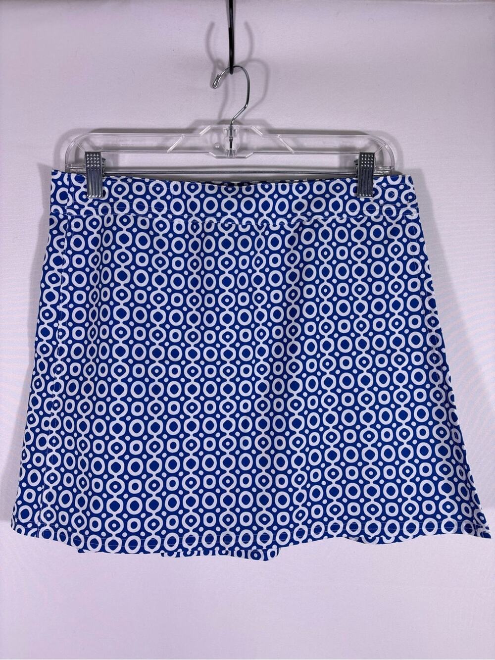 Ripskirt Blue White Coastal Print Wrap Skirt Beach Travel Resort Skort Med 1011
